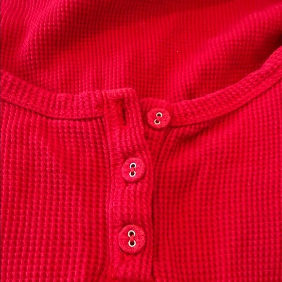 Skims Waffle Henley Short and Long Sleeve Pajama Set Sz s in brick - Picture 2 of 4